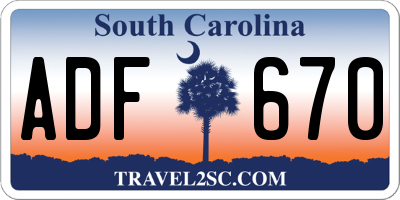 SC license plate ADF670