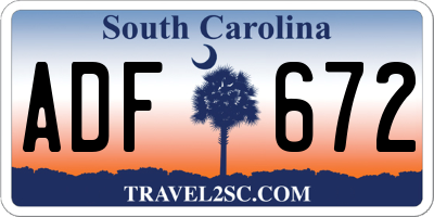 SC license plate ADF672