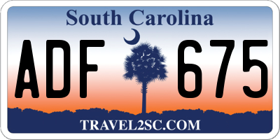 SC license plate ADF675