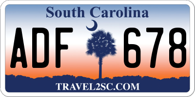 SC license plate ADF678