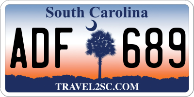 SC license plate ADF689