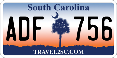 SC license plate ADF756