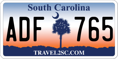 SC license plate ADF765