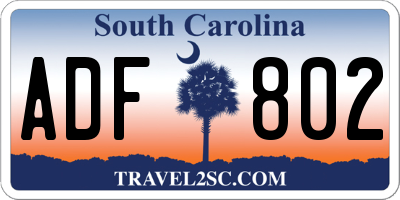 SC license plate ADF802