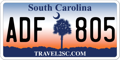 SC license plate ADF805