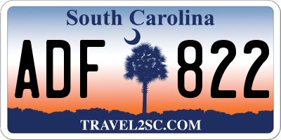SC license plate ADF822