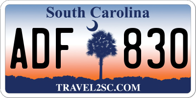 SC license plate ADF830