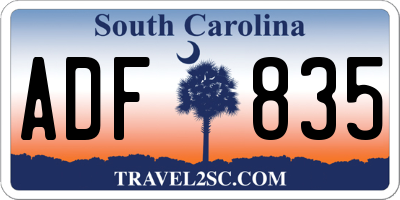 SC license plate ADF835