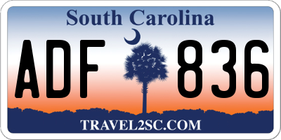 SC license plate ADF836