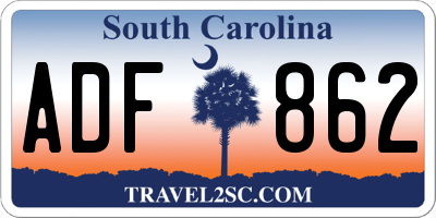 SC license plate ADF862