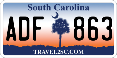 SC license plate ADF863