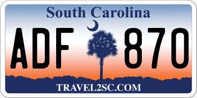 SC license plate ADF870