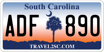 SC license plate ADF890