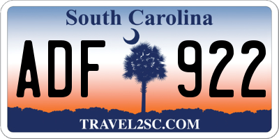SC license plate ADF922