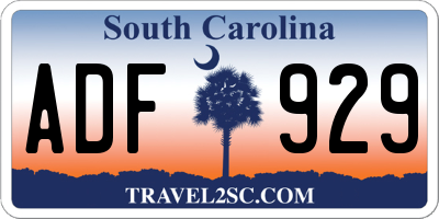 SC license plate ADF929