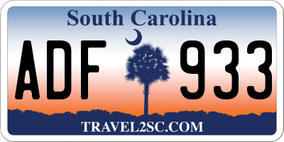 SC license plate ADF933