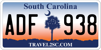 SC license plate ADF938