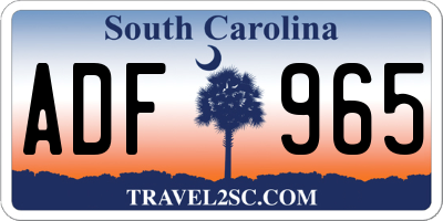 SC license plate ADF965