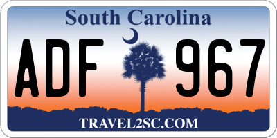 SC license plate ADF967