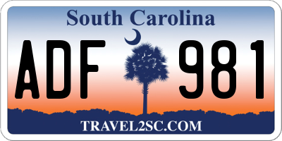 SC license plate ADF981