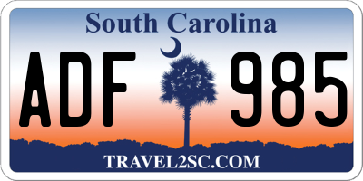 SC license plate ADF985