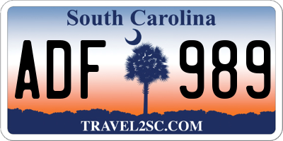 SC license plate ADF989