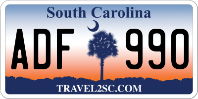 SC license plate ADF990