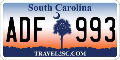 SC license plate ADF993