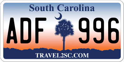 SC license plate ADF996