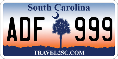 SC license plate ADF999