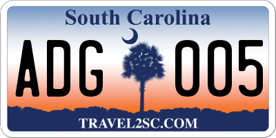 SC license plate ADG005