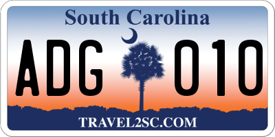SC license plate ADG010