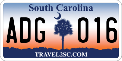 SC license plate ADG016