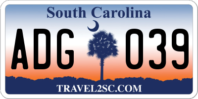 SC license plate ADG039