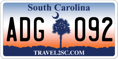 SC license plate ADG092