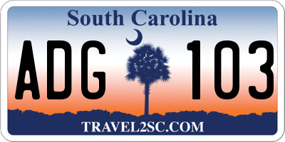 SC license plate ADG103
