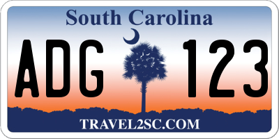 SC license plate ADG123