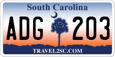 SC license plate ADG203