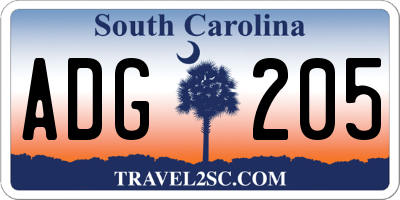 SC license plate ADG205