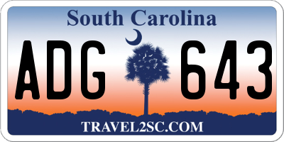 SC license plate ADG643