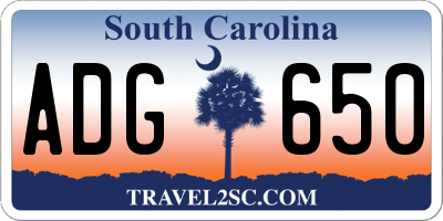 SC license plate ADG650