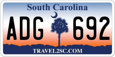 SC license plate ADG692