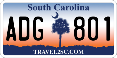 SC license plate ADG801