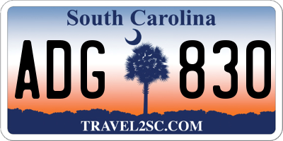 SC license plate ADG830