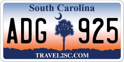 SC license plate ADG925