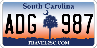 SC license plate ADG987