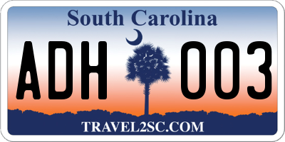 SC license plate ADH003