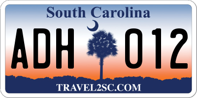 SC license plate ADH012