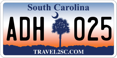SC license plate ADH025