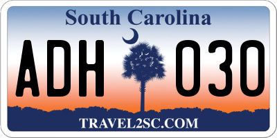 SC license plate ADH030